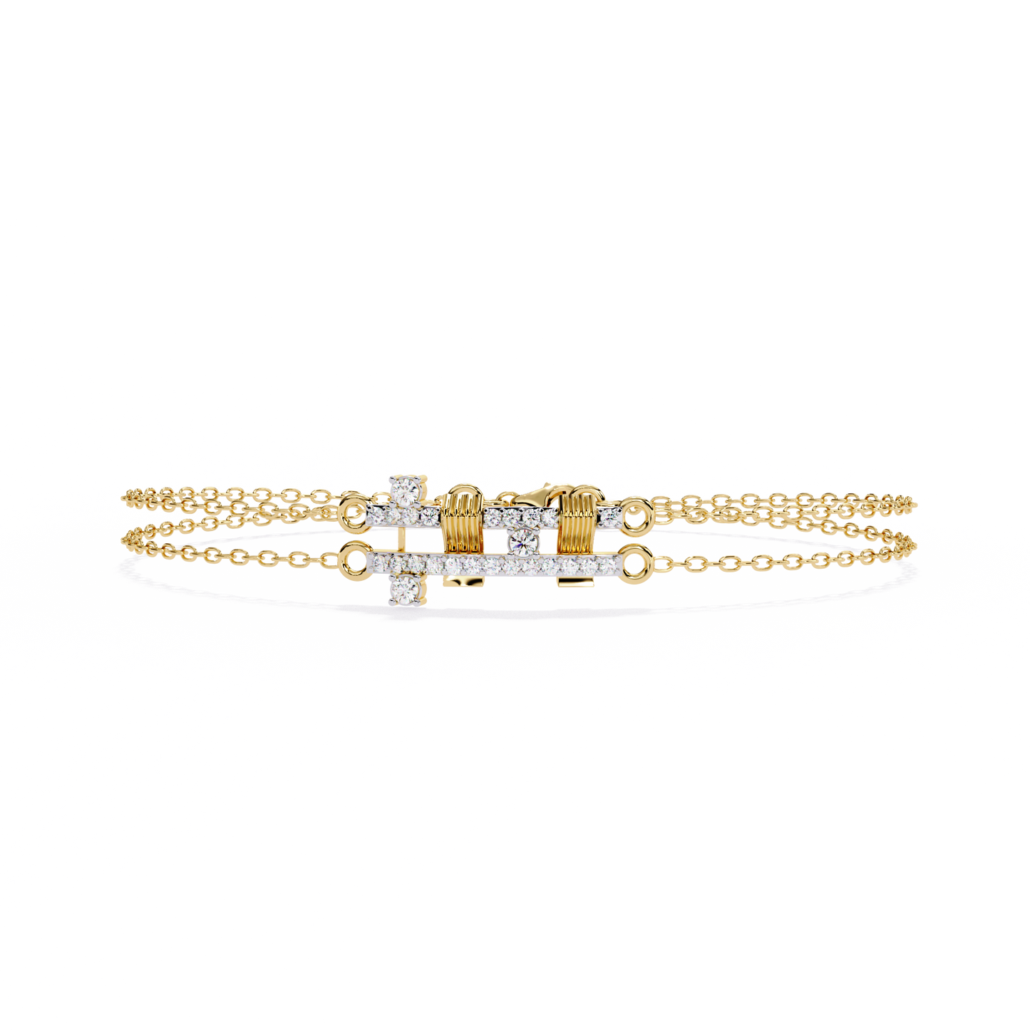 Modern Chain Link Lab Grown Diamond Bracelet | Dual Chain Bracelet with Lab Created Diamonds – Lustraa’s Contemporary Fine Jewelry
