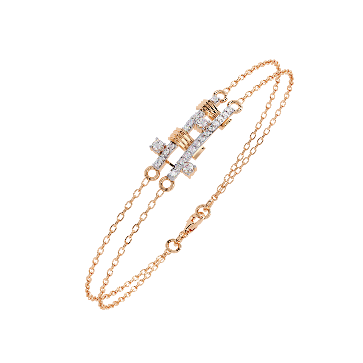 Modern Chain Link Lab Grown Diamond Bracelet | Dual Chain Bracelet with Lab Created Diamonds – Lustraa’s Contemporary Fine Jewelry
