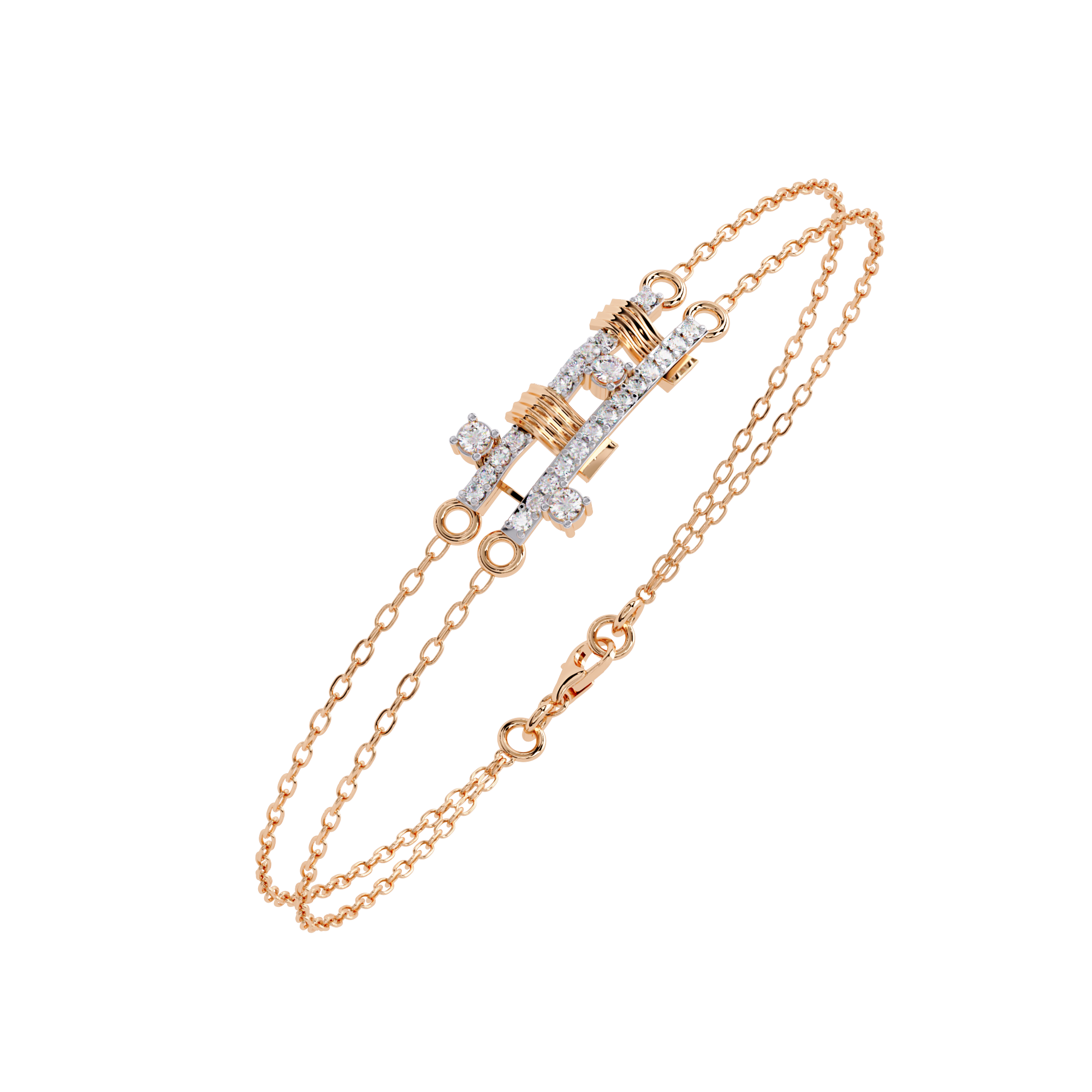 Chain Link Lab Grown Diamond Bracelet – Modern Dual Chain Fine Jewelry – Lustraa’s Contemporary Bracelet