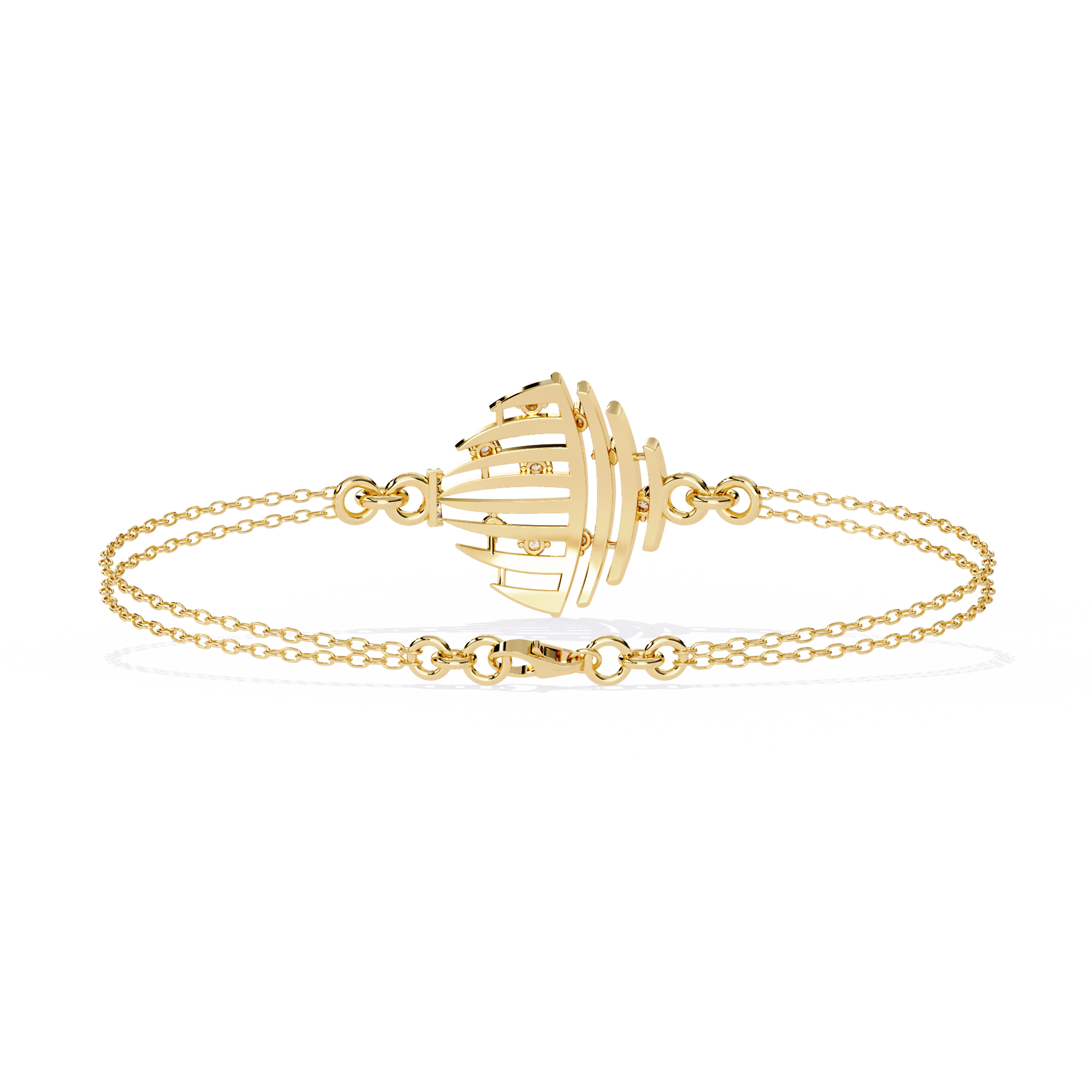 Sculpted Diamond Bracelet – Designer Bracelet with Lab Created Diamonds – Lustraa’s Contemporary Fine Jewelry