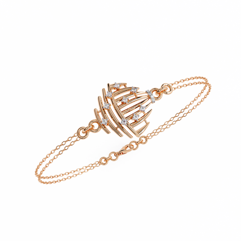 Sculpted Diamond Bracelet – Designer Bracelet with Lab Created Diamonds – Lustraa’s Contemporary Fine Jewelry
