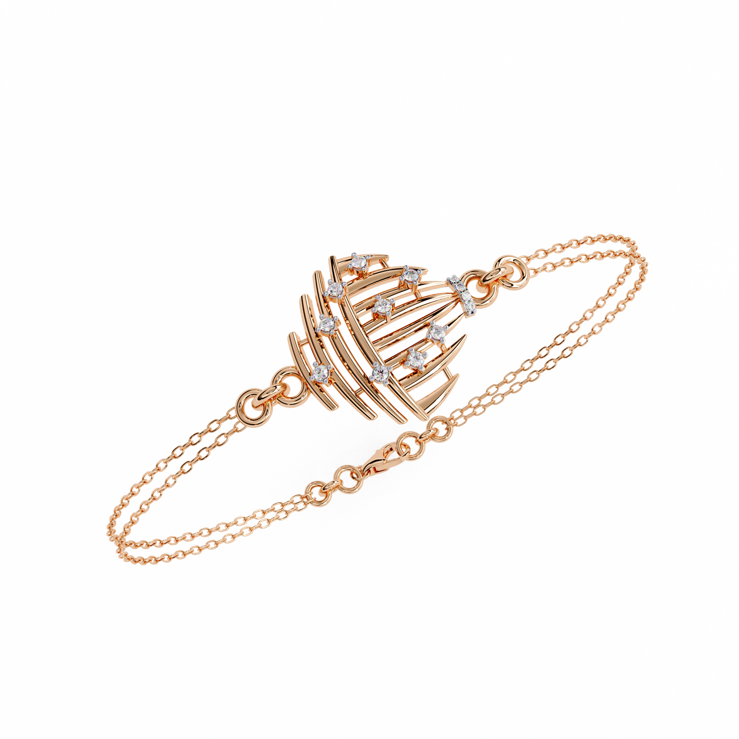 Sculpted Lab Grown Diamond Bracelet | Designer Bracelet with Lab Created Diamonds – Lustraa’s Contemporary Fine Jewelry