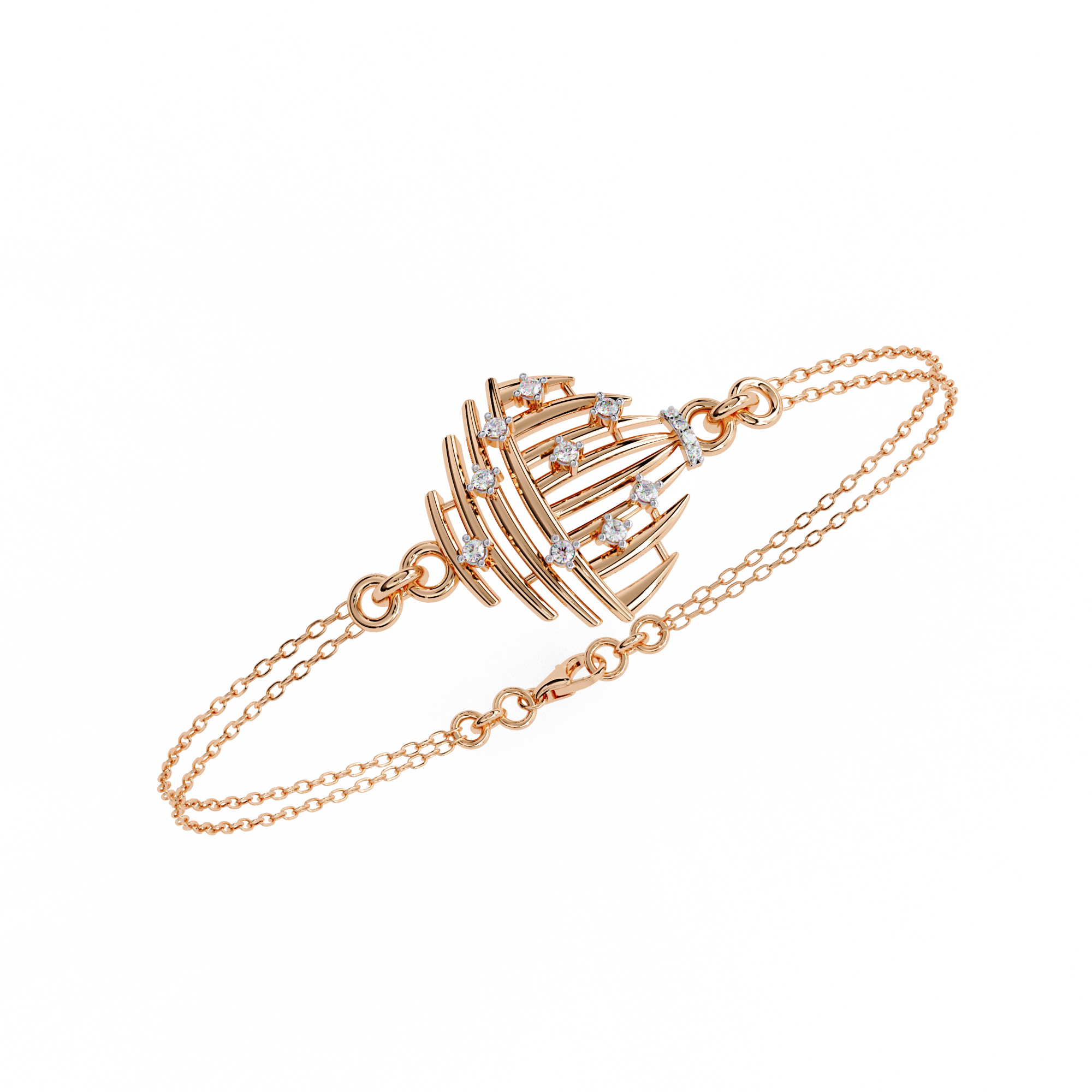 Sculpted Diamond Bracelet – Designer Bracelet with Lab Created Diamonds – Lustraa’s Contemporary Fine Jewelry
