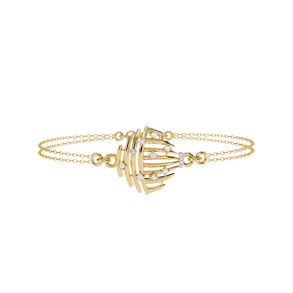Sculpted Diamond Bracelet – Designer Bracelet with Lab Created Diamonds – Lustraa’s Contemporary Fine Jewelry