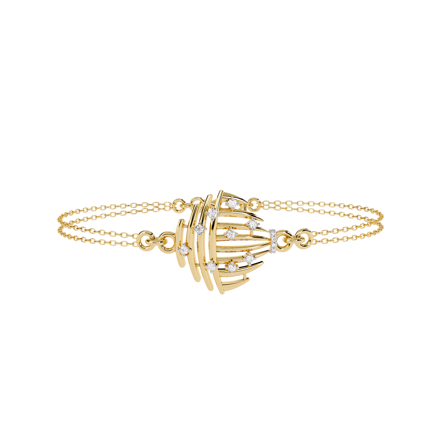 Sculpted Lab Grown Diamond Bracelet | Designer Bracelet with Lab Created Diamonds – Lustraa’s Contemporary Fine Jewelry