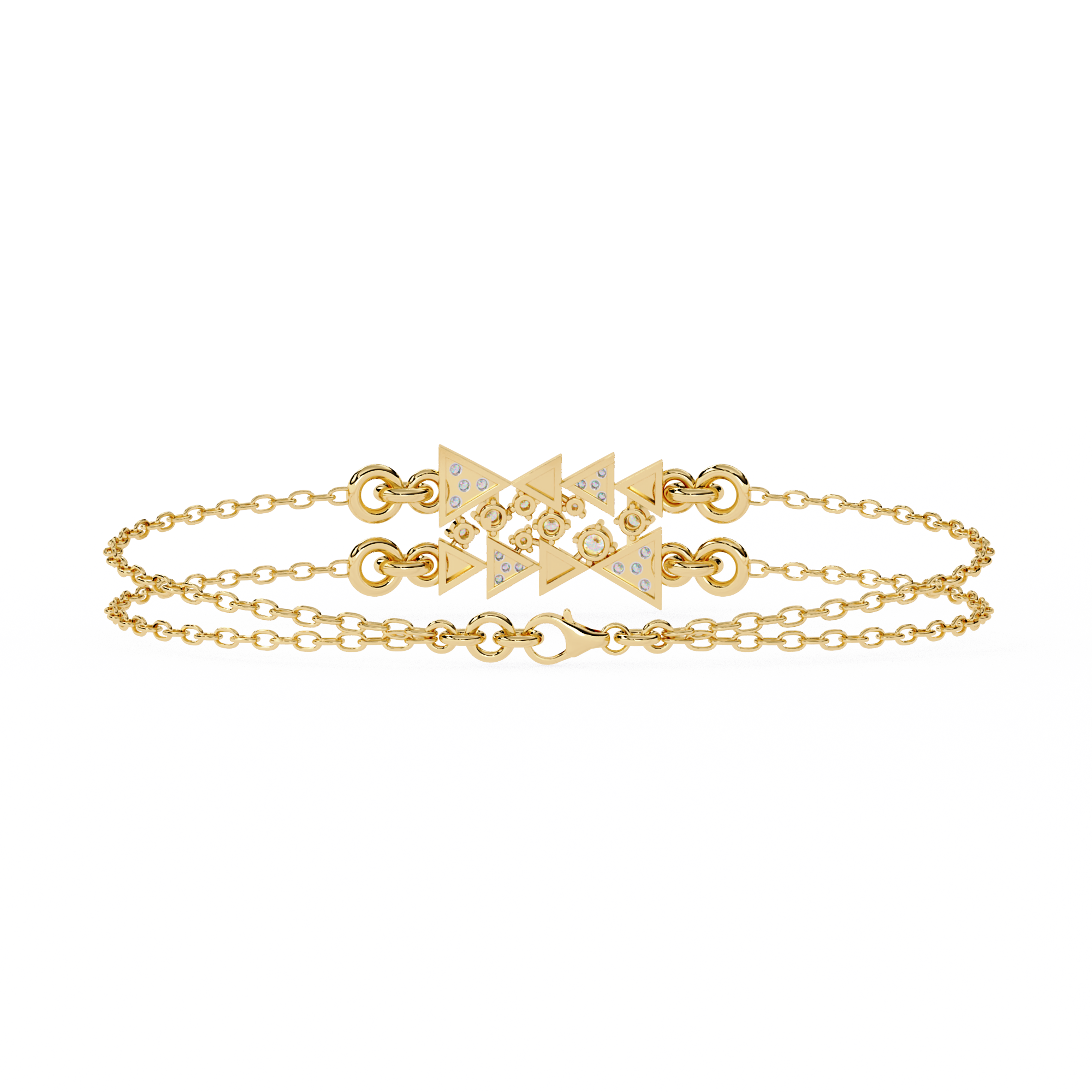Triangle Motif Diamond Bracelet – Modern Geometric Lab Created Diamond Bracelet – Lustraa’s Contemporary Bracelet