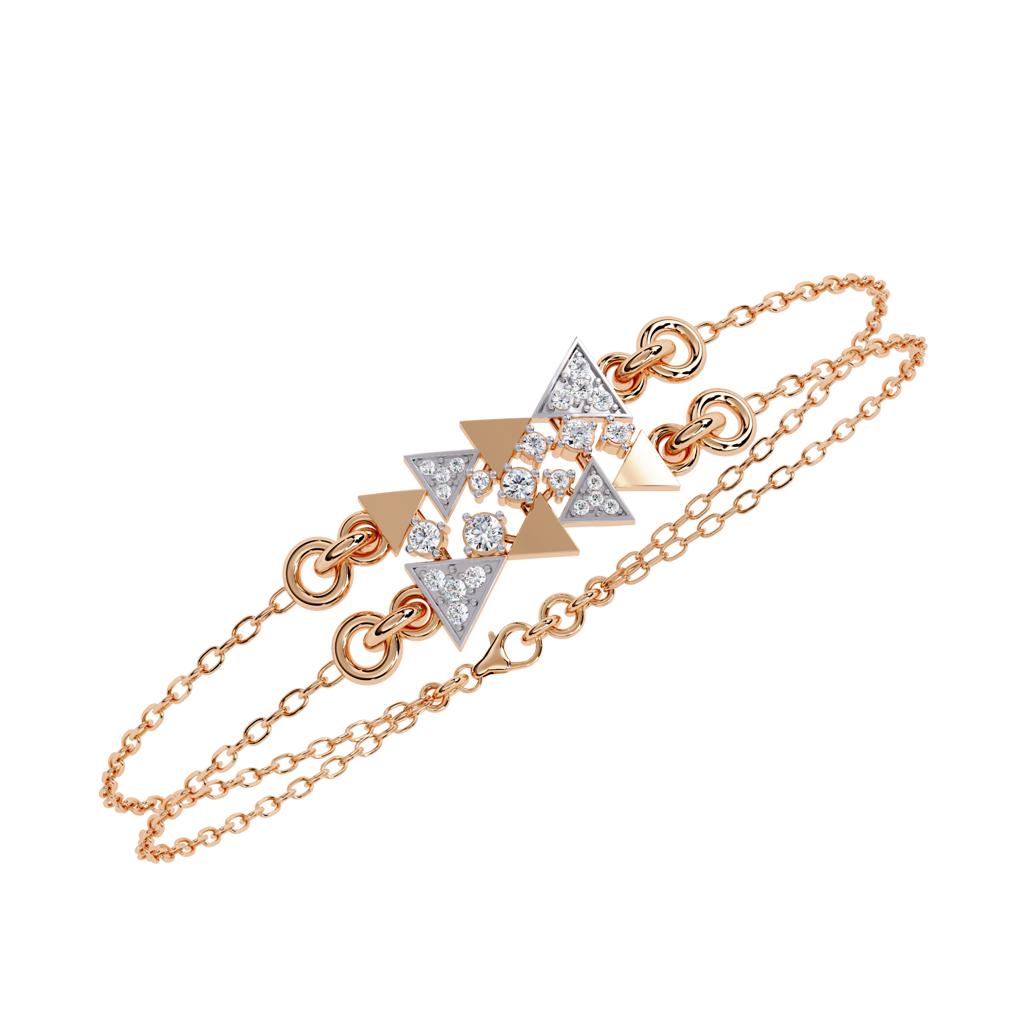 Triangle Motif Diamond Bracelet – Modern Geometric Lab Created Diamond Bracelet – Lustraa’s Contemporary Bracelet
