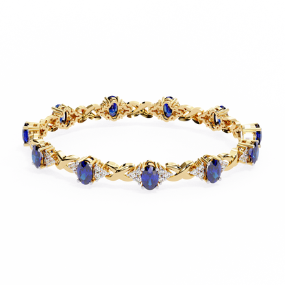 Bracelet with Blue Oval cut Lab Grown Diamonds | Elegant Twisted Design Bracelet – Lustraa’s Diamond Bracelet