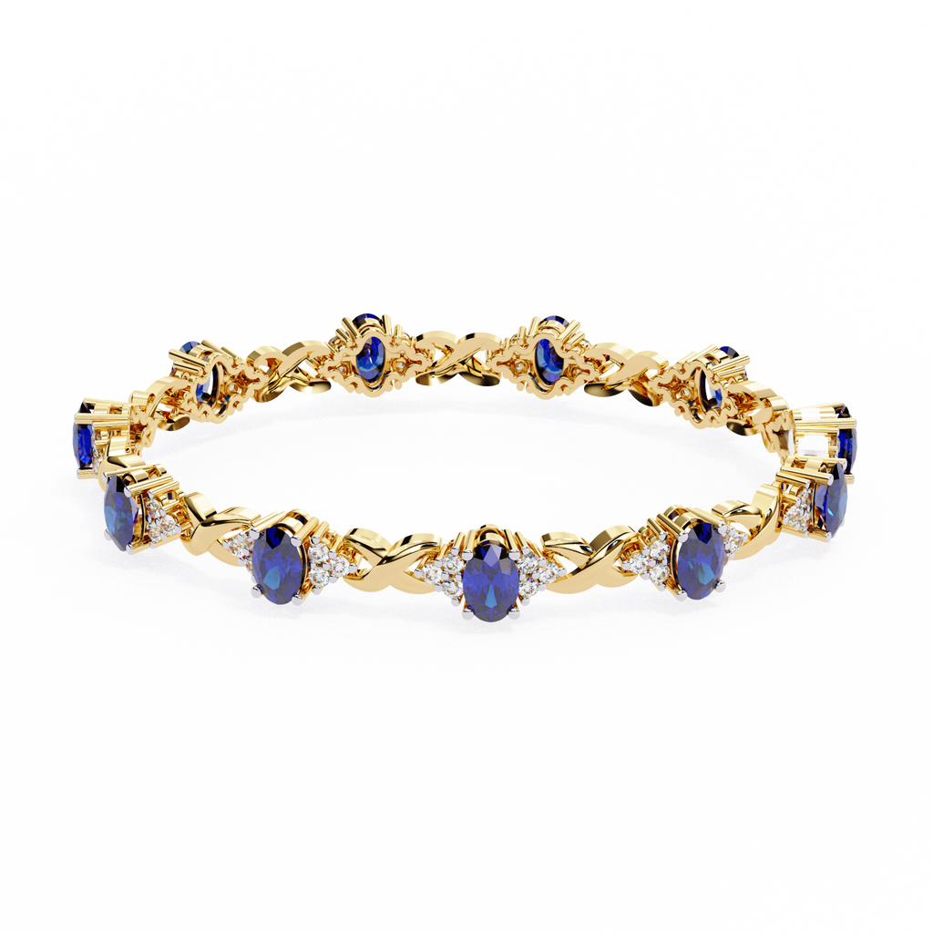 Blue Oval cut Lab Grown Diamond Bracelet – Elegant Twisted Design Bracelet – Lustraa’s Diamond Bracelet