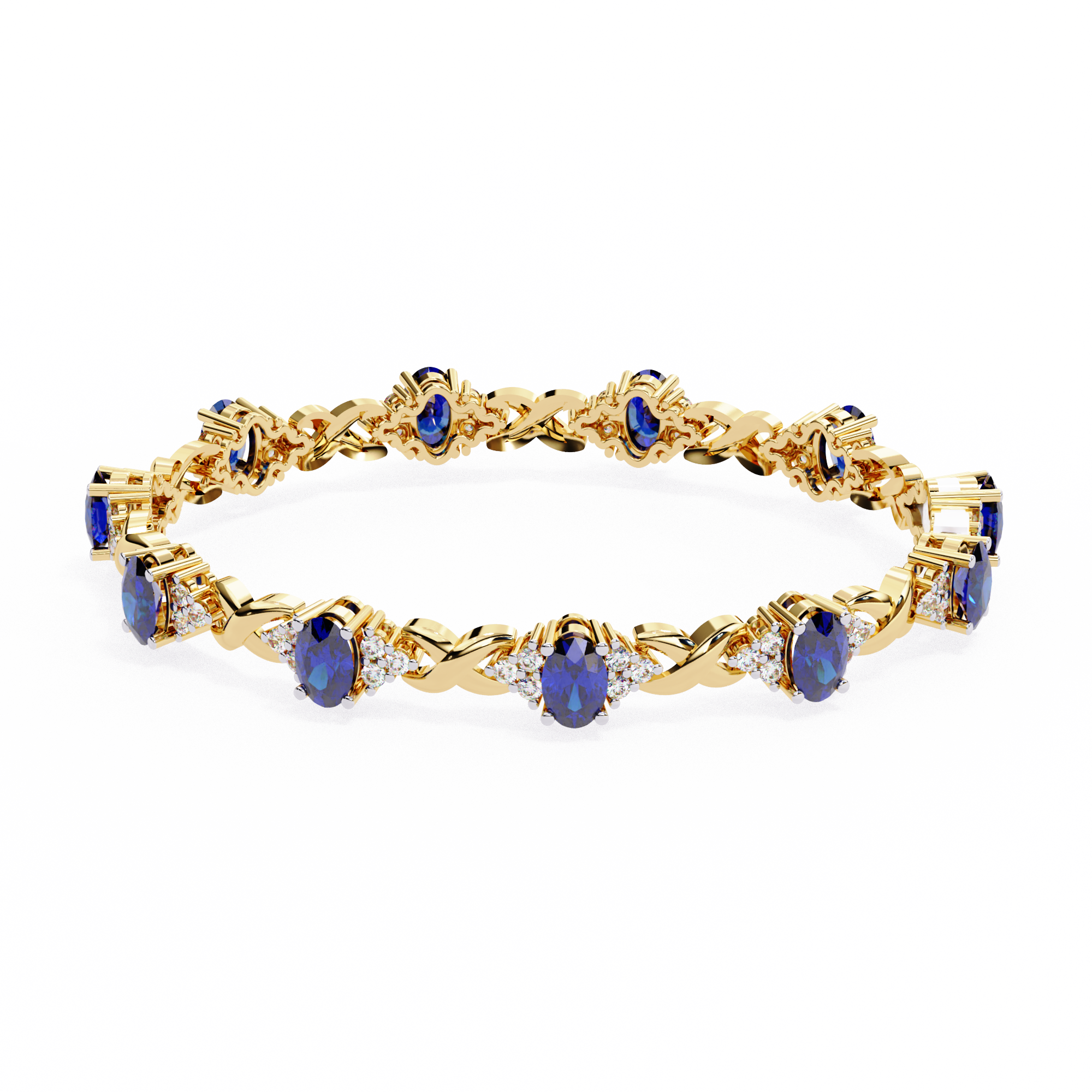 Blue Oval cut Lab Grown Diamond Bracelet – Elegant Twisted Design Bracelet – Lustraa’s Diamond Bracelet