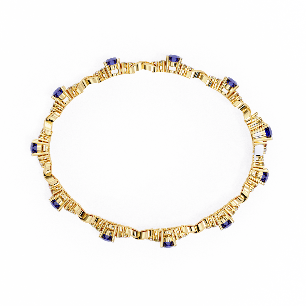 Blue Oval cut Lab Grown Diamond Bracelet – Elegant Twisted Design Bracelet – Lustraa’s Diamond Bracelet