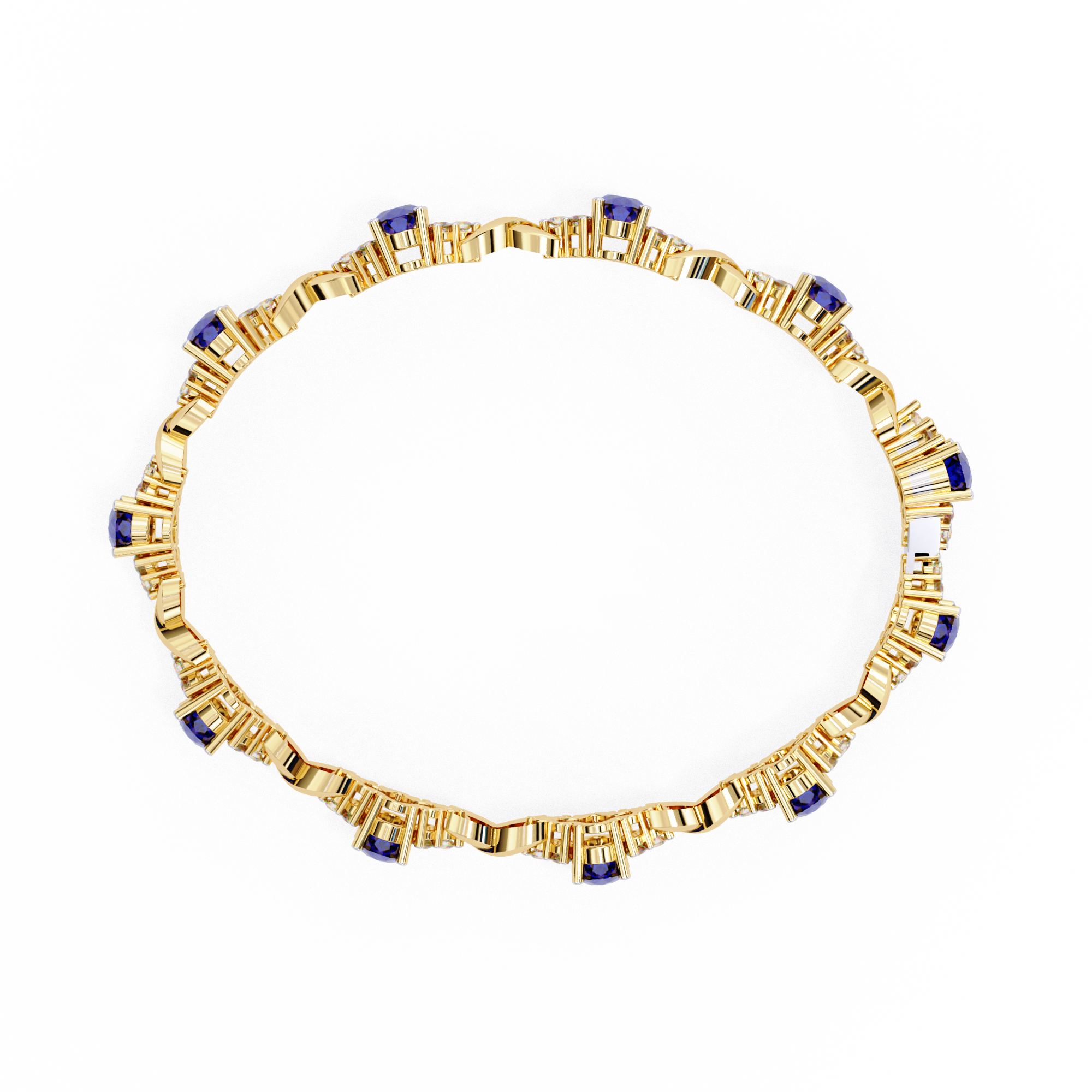 Blue Oval cut Lab Grown Diamond Bracelet – Elegant Twisted Design Bracelet – Lustraa’s Diamond Bracelet