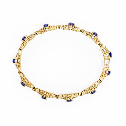 Bracelet with Blue Oval cut Lab Grown Diamonds | Elegant Twisted Design Bracelet – Lustraa’s Diamond Bracelet