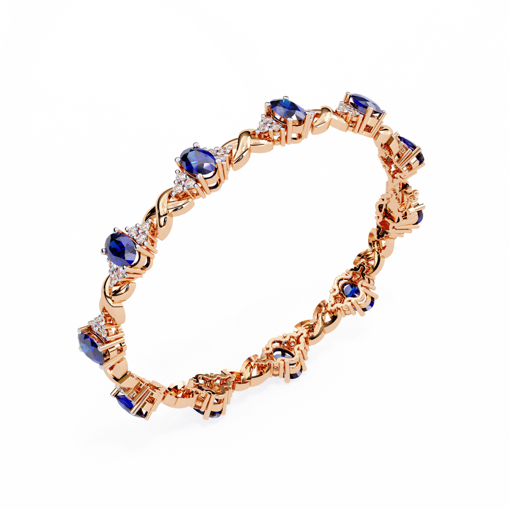 Blue Oval cut Lab Grown Diamond Bracelet – Elegant Twisted Design Bracelet – Lustraa’s Diamond Bracelet