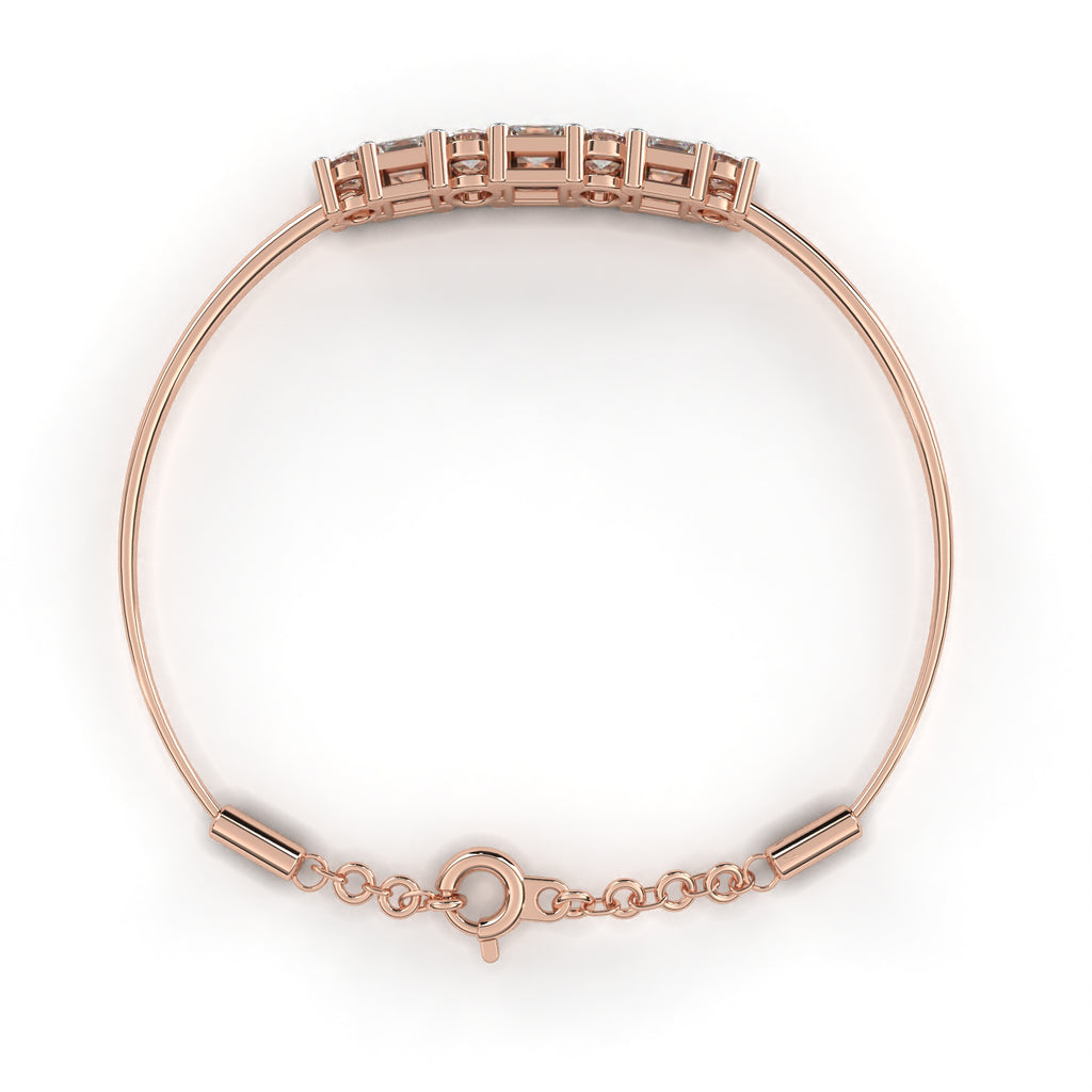 Minimalist Lab Grown Diamond Bangle Bracelet – Princess & Round Cut Diamond Bracelet – Lustraa’s Diamond Bracelet