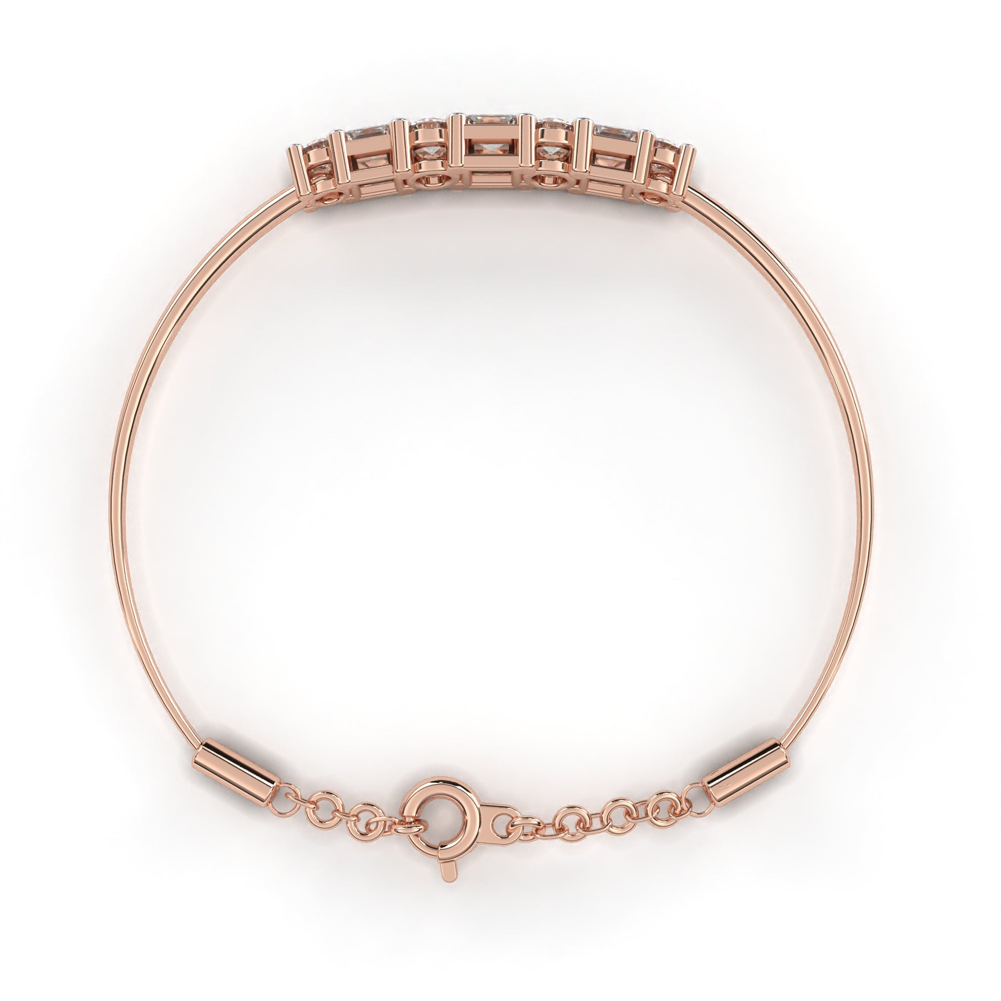 Minimalist Lab Grown Diamond Bangle Bracelet – Princess & Round Cut Diamond Bracelet – Lustraa’s Diamond Bracelet