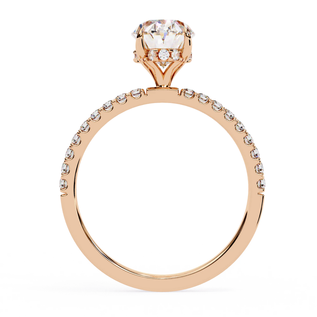 1 Ct Oval Hidden Halo Diamond Engagement Ring