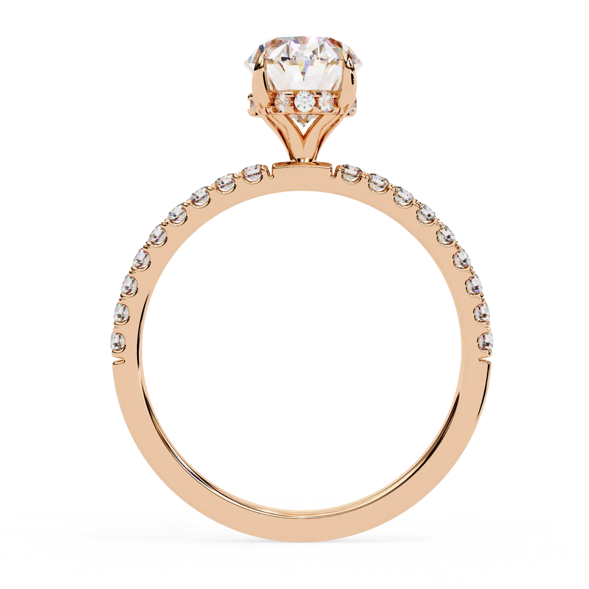 1 Ct Oval Hidden Halo Diamond Engagement Ring