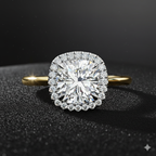 Cushion Cut Lab Grown Diamond Engagement Ring – 1.78 CT Classic Halo Bridal Ring, Wedding Jewelry– Lustraa’s Halo Ring