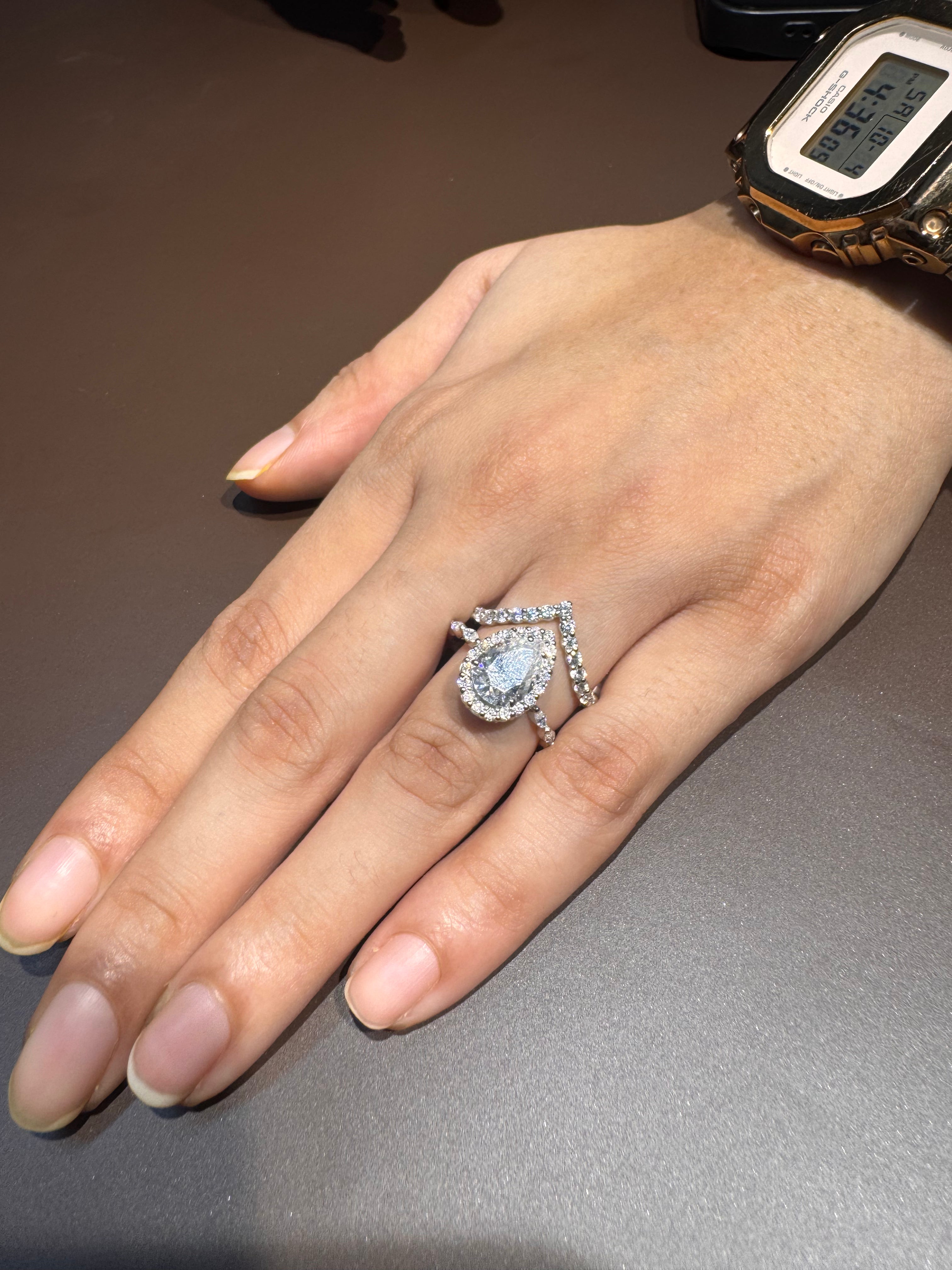Elegant Pear Cut Lab Grown Diamond Bridal Set with Marquise & Round Halo – Sustainable Engagement Ring and Wedding Band Set for Modern Brides – Lustraa’s Bridal Set Ring