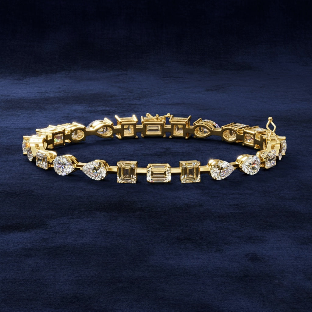 Elegant  Multi Cut Diamond Bracelet– Oval, Pear, Princess & Emerald Cut Lab Grown Diamond Tennis Bracelet –Lustraa's Tennis Bracelet