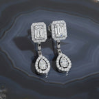 Emerald & Pear Cut Lab Grown Diamond Earrings – 2.12 Carat Halo Drop Studs – Ethical Sustainable Luxury Jewelry –Lustraa’s Diamond Earrings