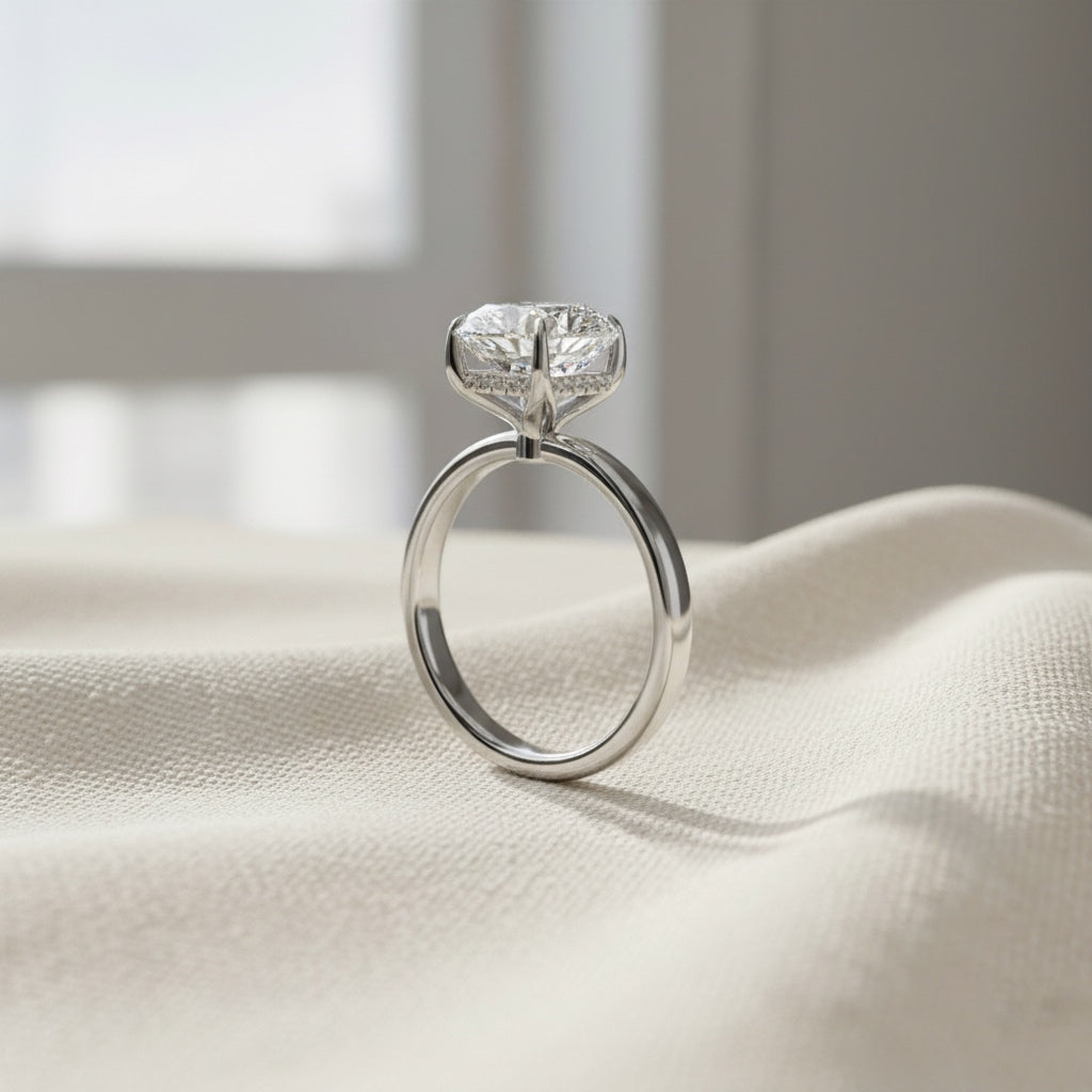 Emerald Cut Solitaire Engagement Ring – 2.56 Ct Lab Grown Diamond with Hidden Halo – Classic Emerald Diamond Ring– Lustraa’s Solitaire Ring