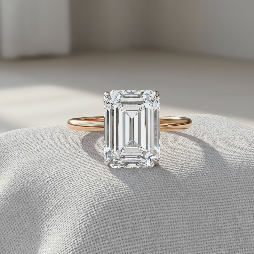 Emerald Cut Solitaire Engagement Ring – 2.56 Ct Lab Grown Diamond with Hidden Halo – Classic Emerald Diamond Ring– Lustraa’s Solitaire Ring