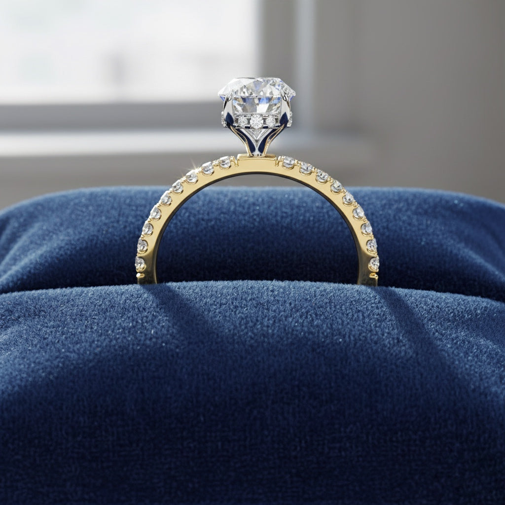 Oval Lab Grown Diamond Engagement Ring – 1.20 CT Hidden Halo Solitaire Bridal Ring, Wedding Band Jewelry– Lustraa’s Oval Diamond Ring