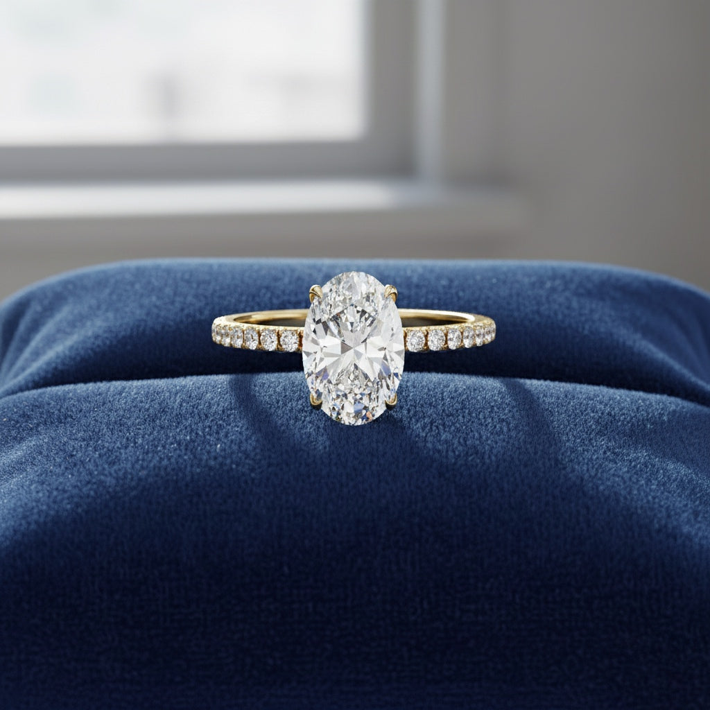 Oval Lab Grown Diamond Engagement Ring – 1.20 CT Hidden Halo Solitaire Bridal Ring, Wedding Band Jewelry– Lustraa’s Oval Diamond Ring