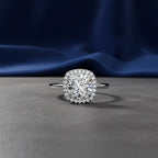 Cushion Cut Lab Grown Diamond Engagement Ring – 1.78 CT Classic Halo Bridal Ring, Wedding Jewelry– Lustraa’s Halo Ring