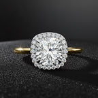 Cushion Cut Lab Grown Diamond Engagement Ring – 1.78 CT Classic Halo Bridal Ring, Wedding Jewelry– Lustraa’s Halo Ring
