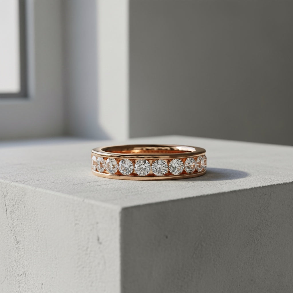 Channel Set Diamond Band – Brilliant Round Cut Anniversary Ring – Stacking Wedding Band – Modern Elegant Jewelry– Lustraa’s Channel Set Ring