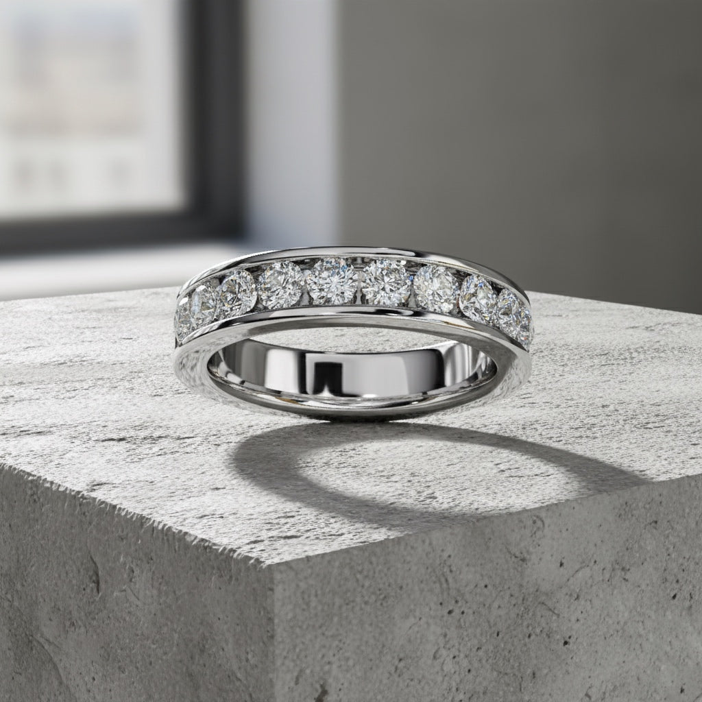 Channel Set Diamond Band – Brilliant Round Cut Anniversary Ring – Stacking Wedding Band – Modern Elegant Jewelry– Lustraa’s Channel Set Ring