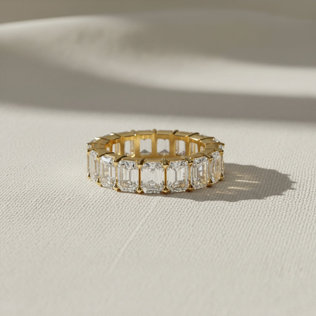 Emerald Cut Diamond Eternity Ring –  Full Diamond Elegant Band –  Luxury Statement 4.88 CT Wedding Band – Lustraa’s Eternity Ring
