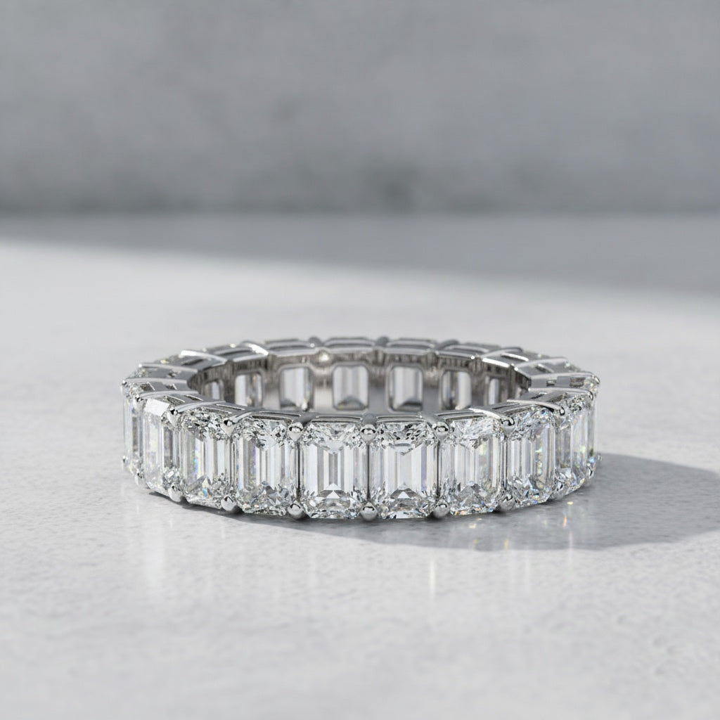 Emerald Cut Diamond Eternity Ring –  Full Diamond Elegant Band –  Luxury Statement 4.88 CT Wedding Band – Lustraa’s Eternity Ring