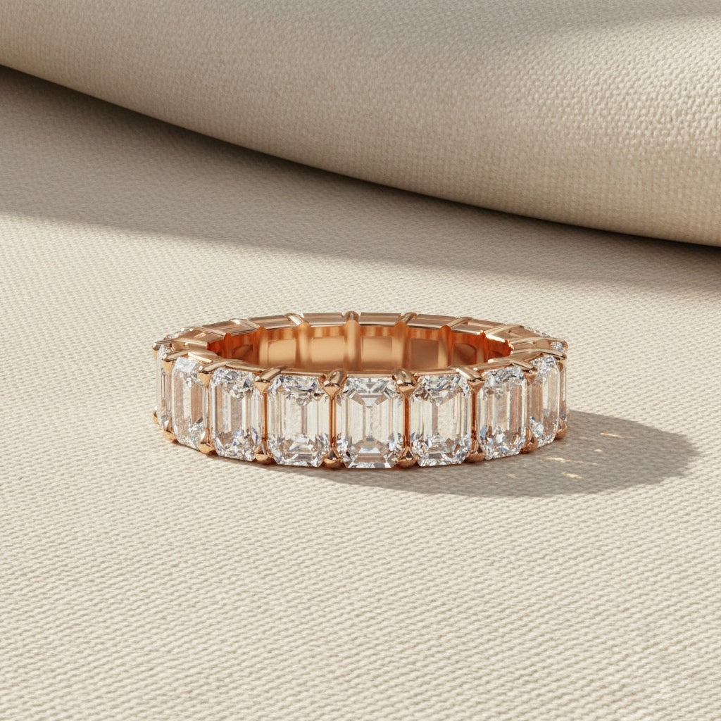 Emerald Cut Diamond Eternity Ring –  Full Diamond Elegant Band –  Luxury Statement 4.88 CT Wedding Band – Lustraa’s Eternity Ring