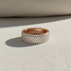 Pavé Diamond Wide Band Ring –  Round Cut Multi-Row Diamond Dome Ring –  Statement Anniversary Jewelry– Lustraa’s Pave Ring