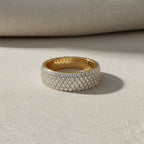 Pavé Diamond Wide Band Ring –  Round Cut Multi-Row Diamond Dome Ring –  Statement Anniversary Jewelry– Lustraa’s Pave Ring