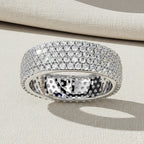 Pavé Diamond Wide Band Ring –  Round Cut Multi-Row Diamond Dome Ring –  Statement Anniversary Jewelry– Lustraa’s Pave Ring