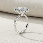 Radiant Cut Halo Diamond Ring –  Engagement Ring with Round Diamond Accents –  Luxury Statement Bridal Ring – Lustraa’s Halo Ring