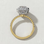 Radiant Cut Halo Diamond Ring –  Engagement Ring with Round Diamond Accents –  Luxury Statement Bridal Ring – Lustraa’s Halo Ring