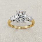 Radiant Cut Lab Grown Diamond Engagement Ring – 2.47 CT Three Stone Bridal Ring with Baguette Side Diamonds -Lustraa’s Three Stone Ring