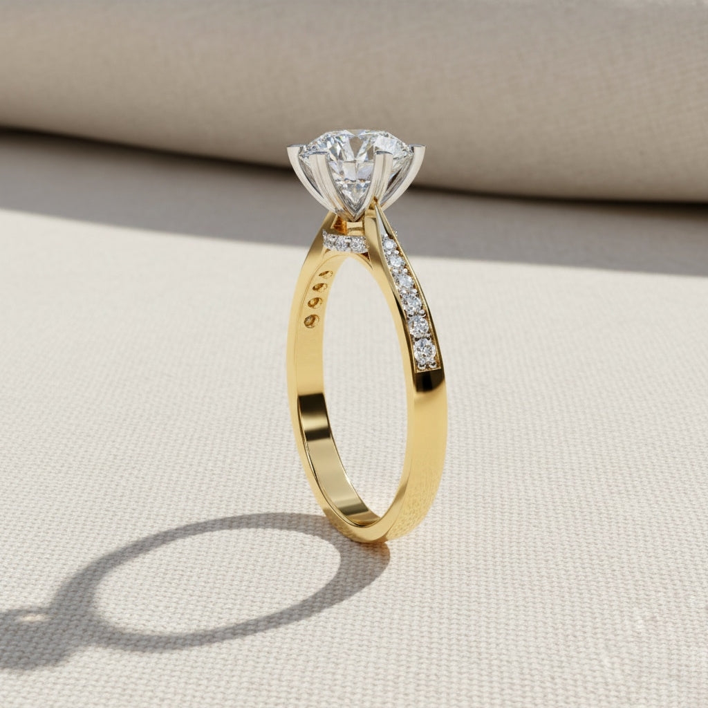 Round Brilliant Cut Lab Grown Diamond Engagement Ring – 1.3 CT Hidden Halo Solitaire Bridal Ring- Lustraa’s Solitaire Ring