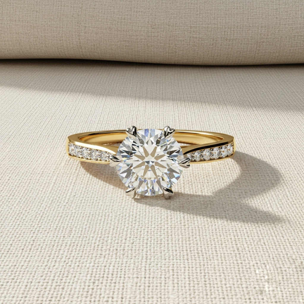 Round Brilliant Cut Lab Grown Diamond Engagement Ring – 1.3 CT Hidden Halo Solitaire Bridal Ring- Lustraa’s Solitaire Ring
