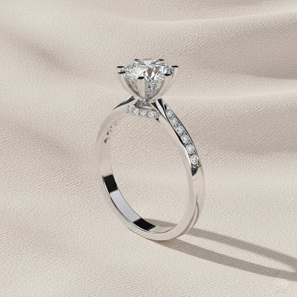 Round Brilliant Cut Lab Grown Diamond Engagement Ring – 1.3 CT Hidden Halo Solitaire Bridal Ring- Lustraa’s Solitaire Ring