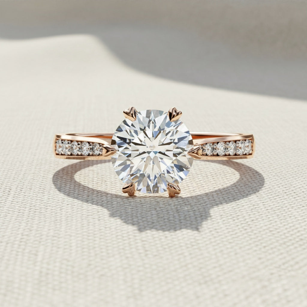 Round Brilliant Cut Lab Grown Diamond Engagement Ring – 1.3 CT Hidden Halo Solitaire Bridal Ring- Lustraa’s Solitaire Ring
