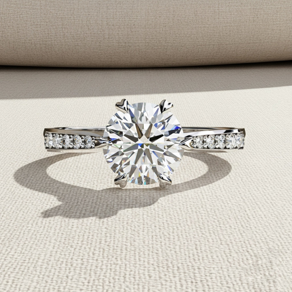 Round Brilliant Cut Lab Grown Diamond Engagement Ring – 1.3 CT Hidden Halo Solitaire Bridal Ring- Lustraa’s Solitaire Ring