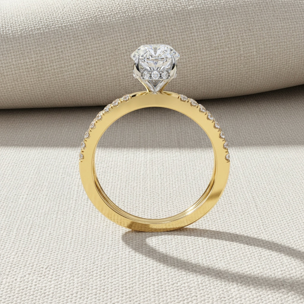 Oval Diamond Engagement Ring – 1.2 CT Lab Grown Hidden Halo Ring with Criss Cross Band- Lustraa’s Criss Cross Ring