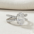 Oval Diamond Engagement Ring – 1.2 CT Lab Grown Hidden Halo Ring with Criss Cross Band- Lustraa’s Criss Cross Ring